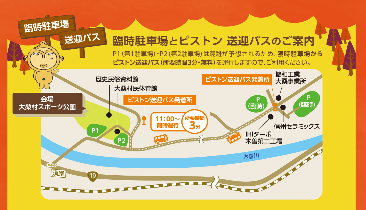 シャトルバス・臨時駐車場